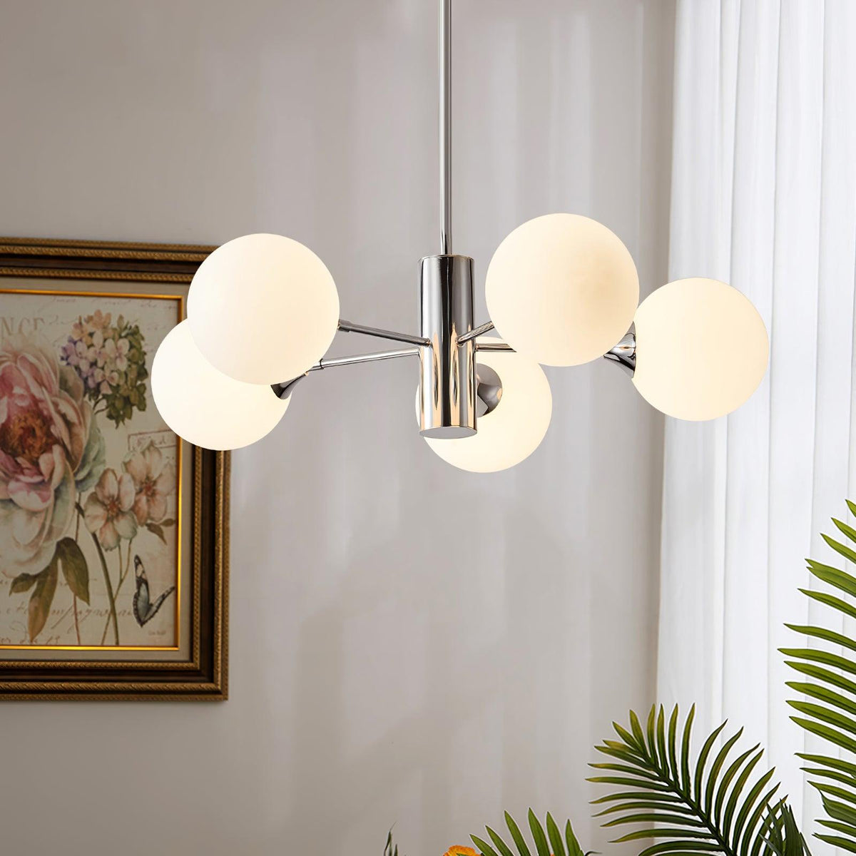 Nerira Lustre Globe en Verre Chromé