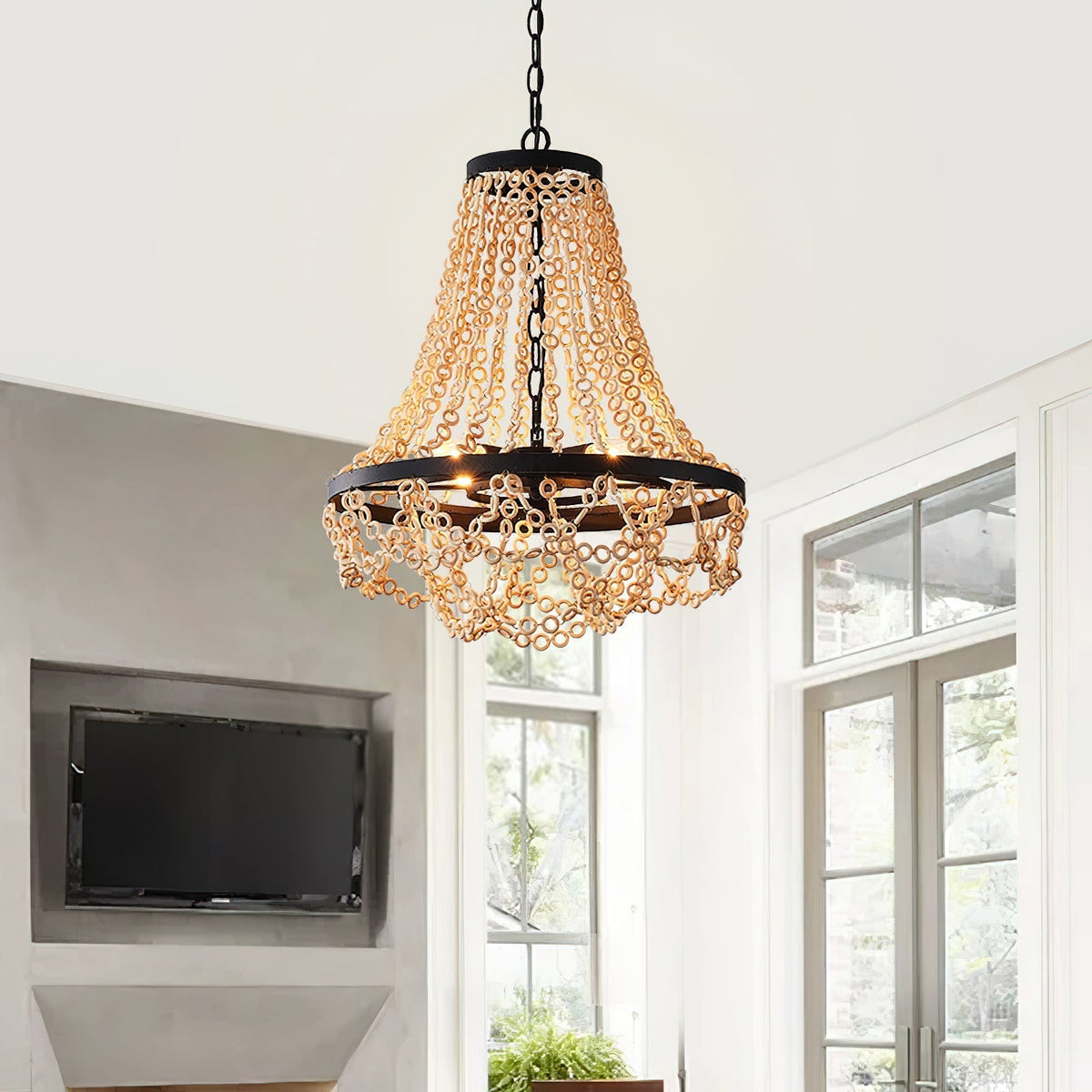 Toriana Lustre En Métal Et Bois De Luxe Postmoderne