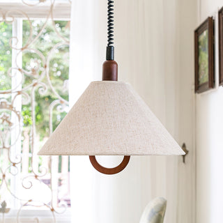 Alcaria Premium Nordic Art Tissu Bois Pendentif Lampe