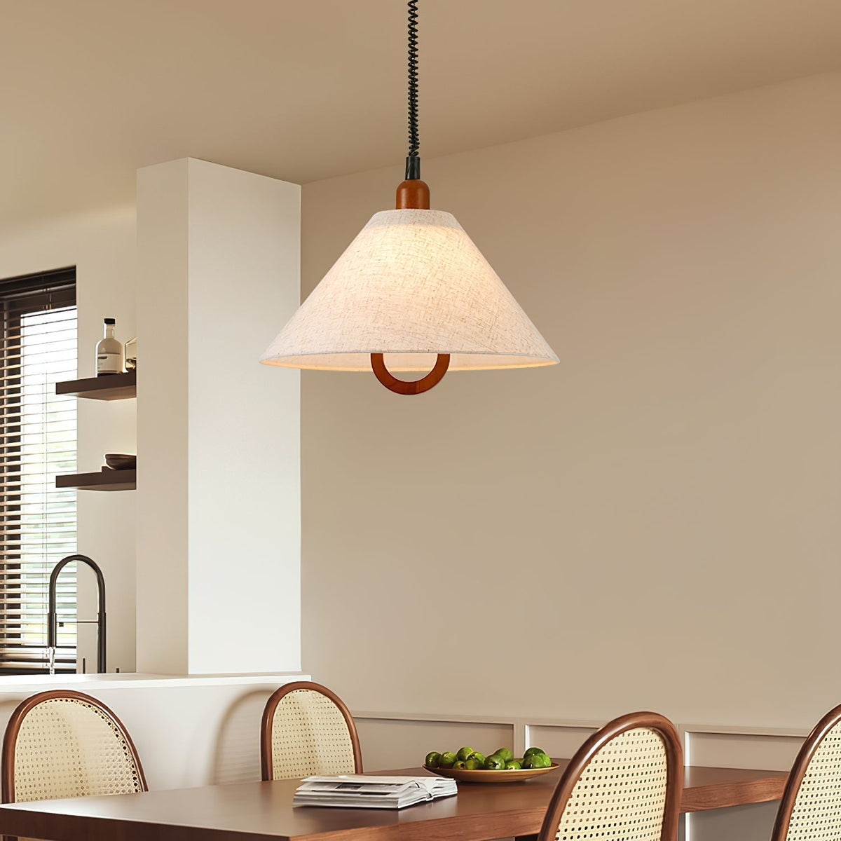 Hadresa Premium Nordic Art Tissu Bois Pendentif Lampe
