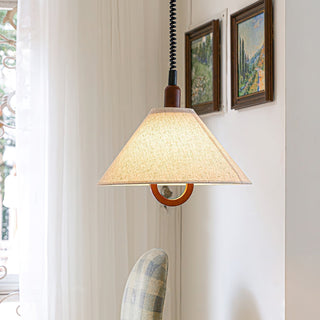 Alcaria Premium Nordic Art Tissu Bois Pendentif Lampe