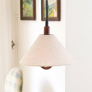Alcaria Premium Nordic Art Tissu Bois Pendentif Lampe