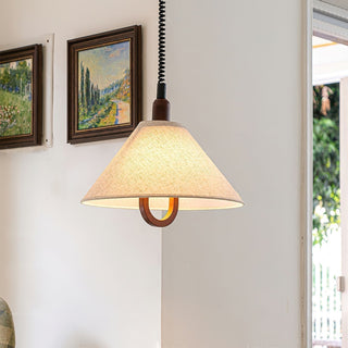 Alcaria Premium Nordic Art Tissu Bois Pendentif Lampe