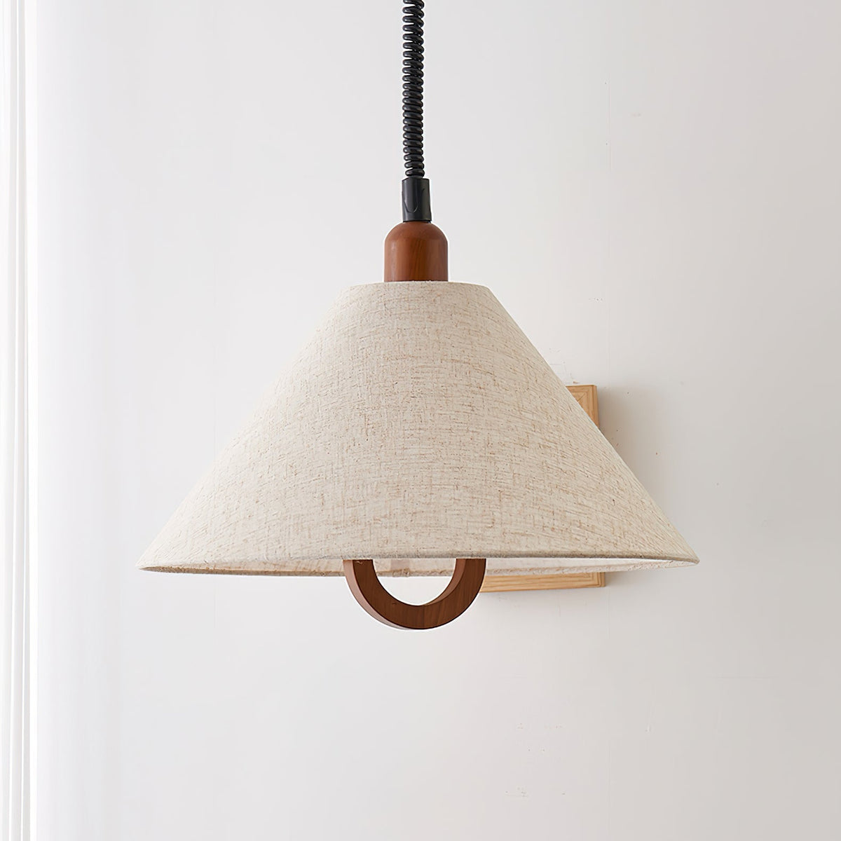 Hadresa Premium Nordic Art Tissu Bois Pendentif Lampe