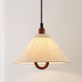 Alcaria Premium Nordic Art Tissu Bois Pendentif Lampe