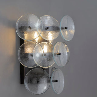 Aurora Applique Murale Disque en Verre Pressé Ambre Vintage