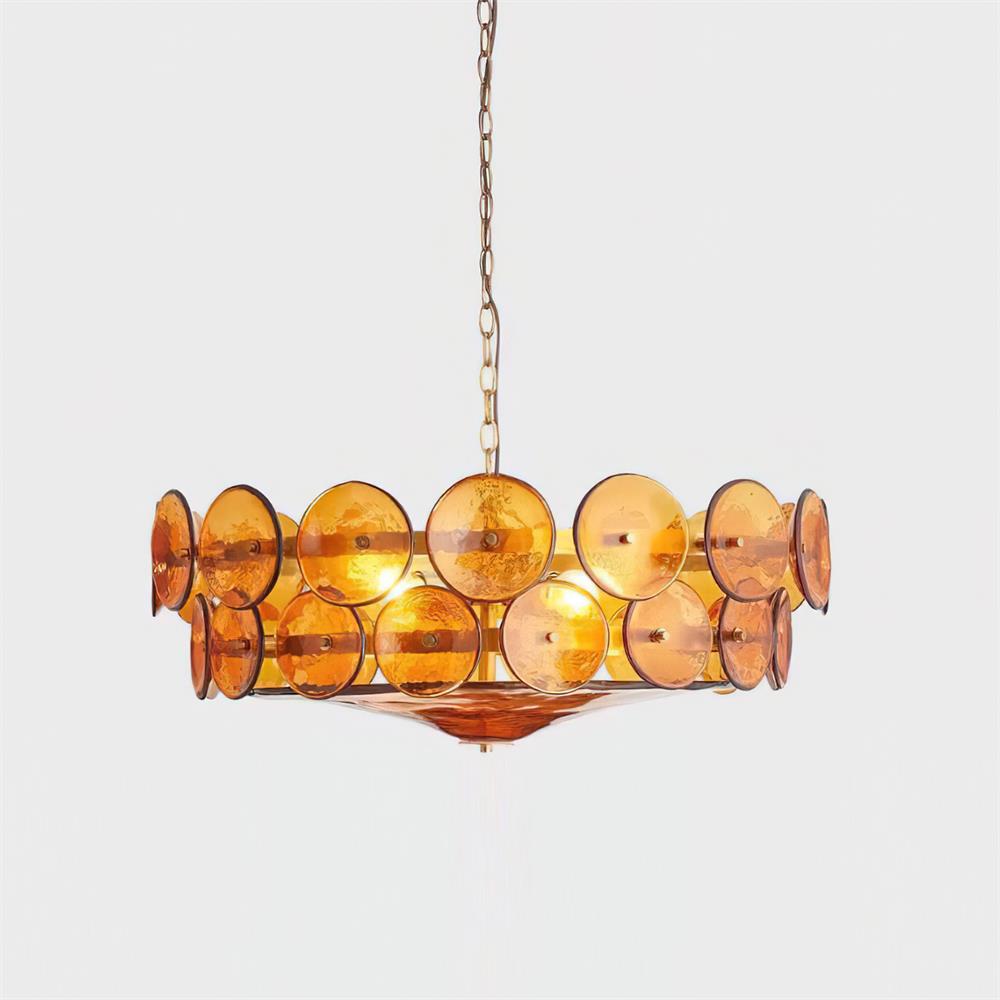 Selvora Chandelier Amber Glass Disc Elegant-Neutral Decor