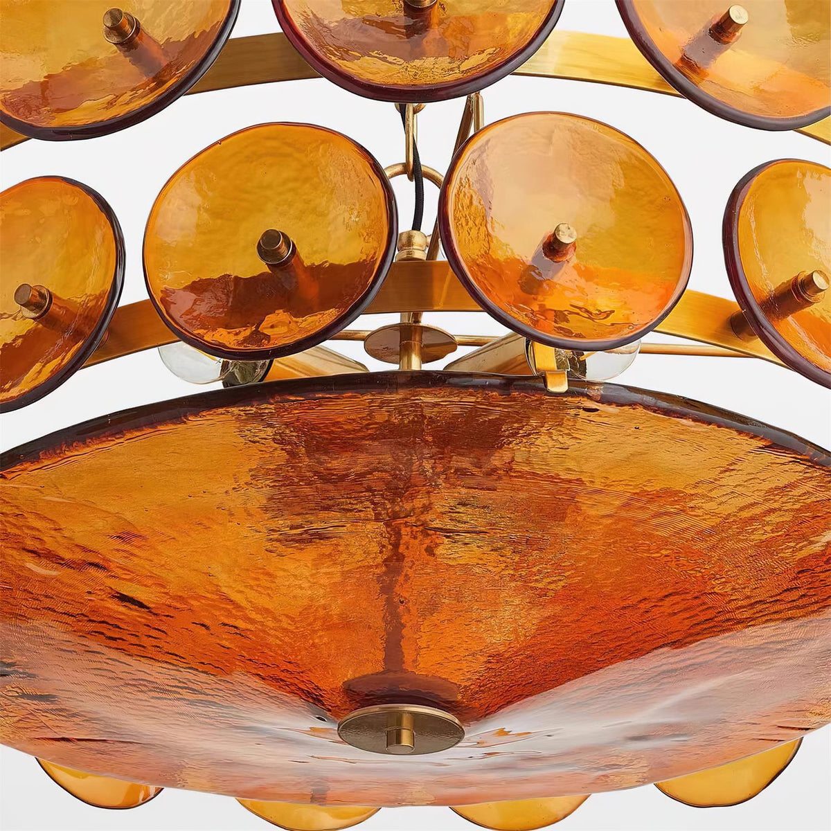 Selvora Chandelier Amber Glass Disc Elegant-Neutral Decor