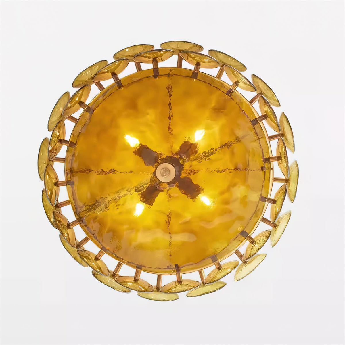 Selvora Chandelier Amber Glass Disc Elegant-Neutral Decor
