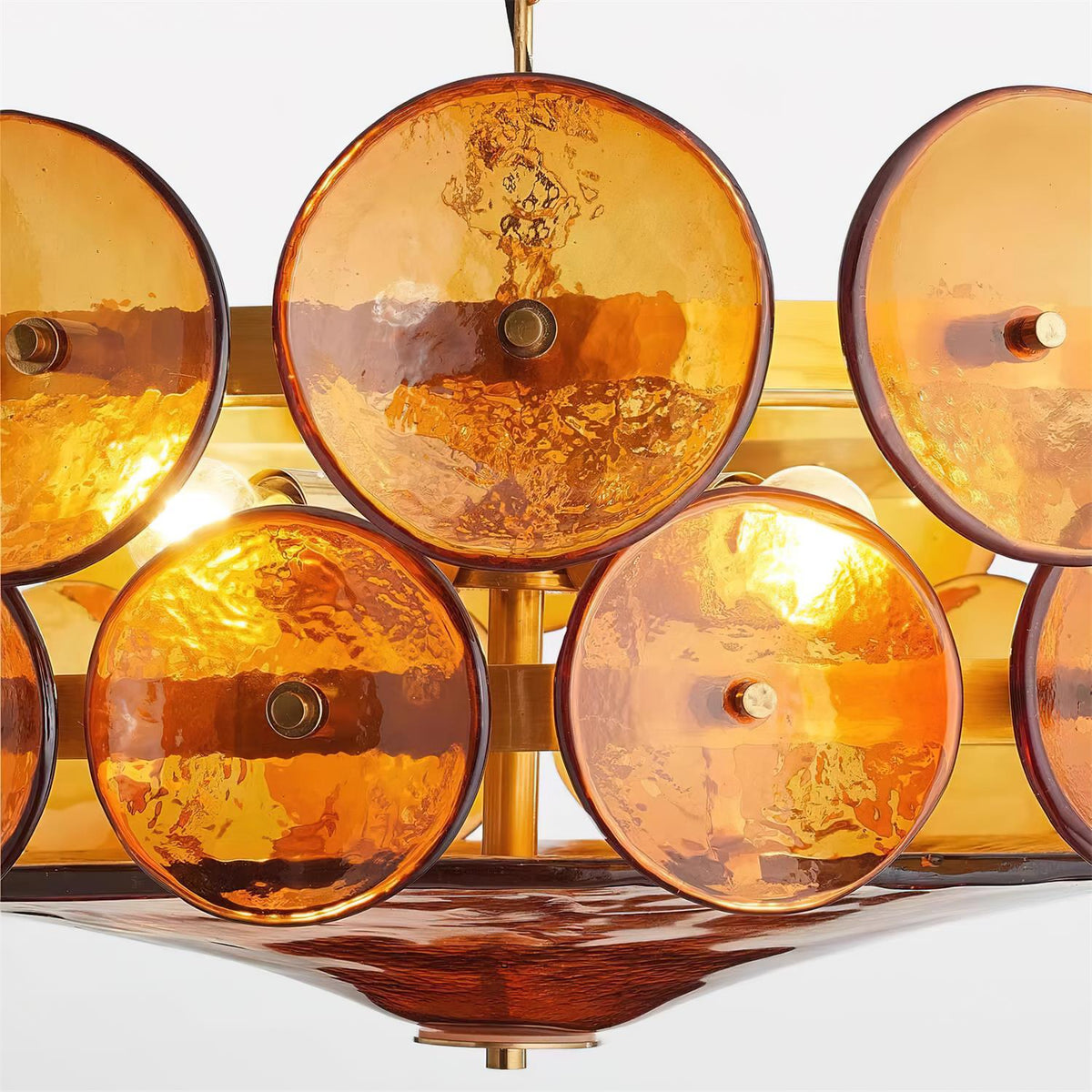 Selvora Chandelier Amber Glass Disc Elegant-Neutral Decor