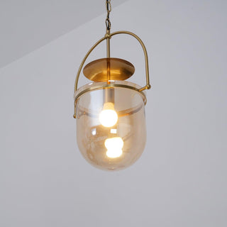 Lustra Suspension en Verre et Laiton Vintage