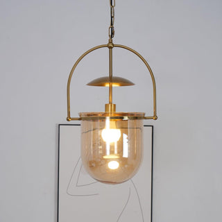Lustra Suspension en Verre et Laiton Vintage