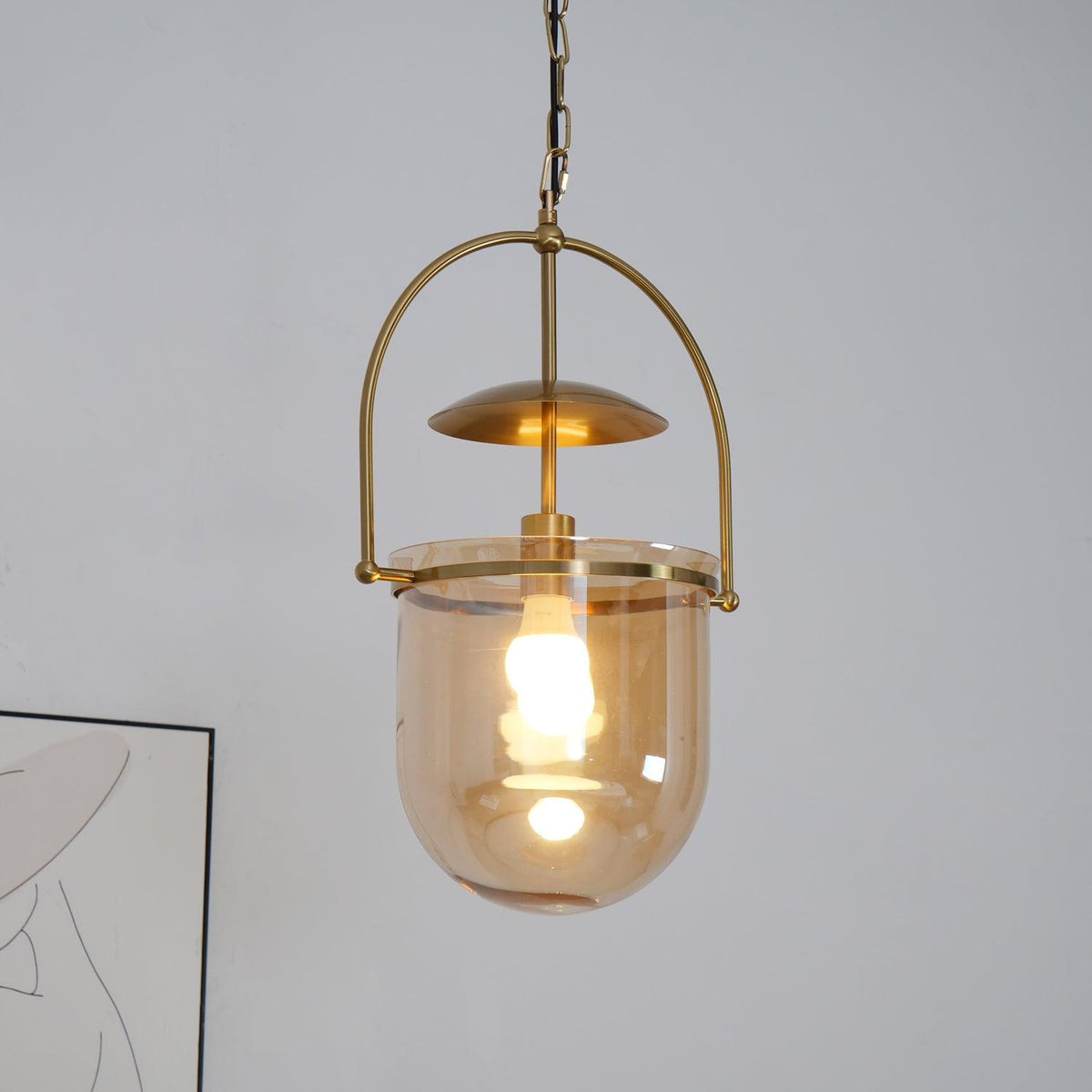 Grevana Suspension en Verre et Laiton Vintage