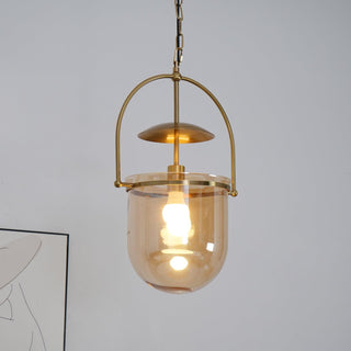 Lustra Suspension en Verre et Laiton Vintage