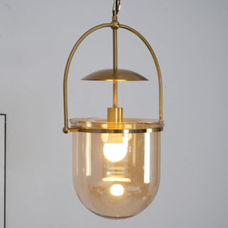 Lustra Suspension en Verre et Laiton Vintage