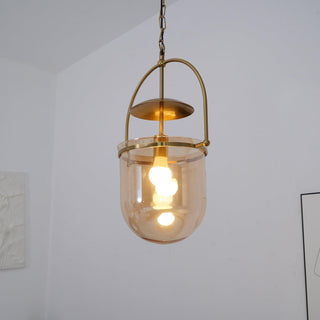 Lustra Suspension en Verre et Laiton Vintage