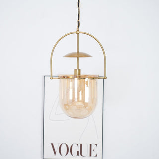 Lustra Suspension en Verre et Laiton Vintage