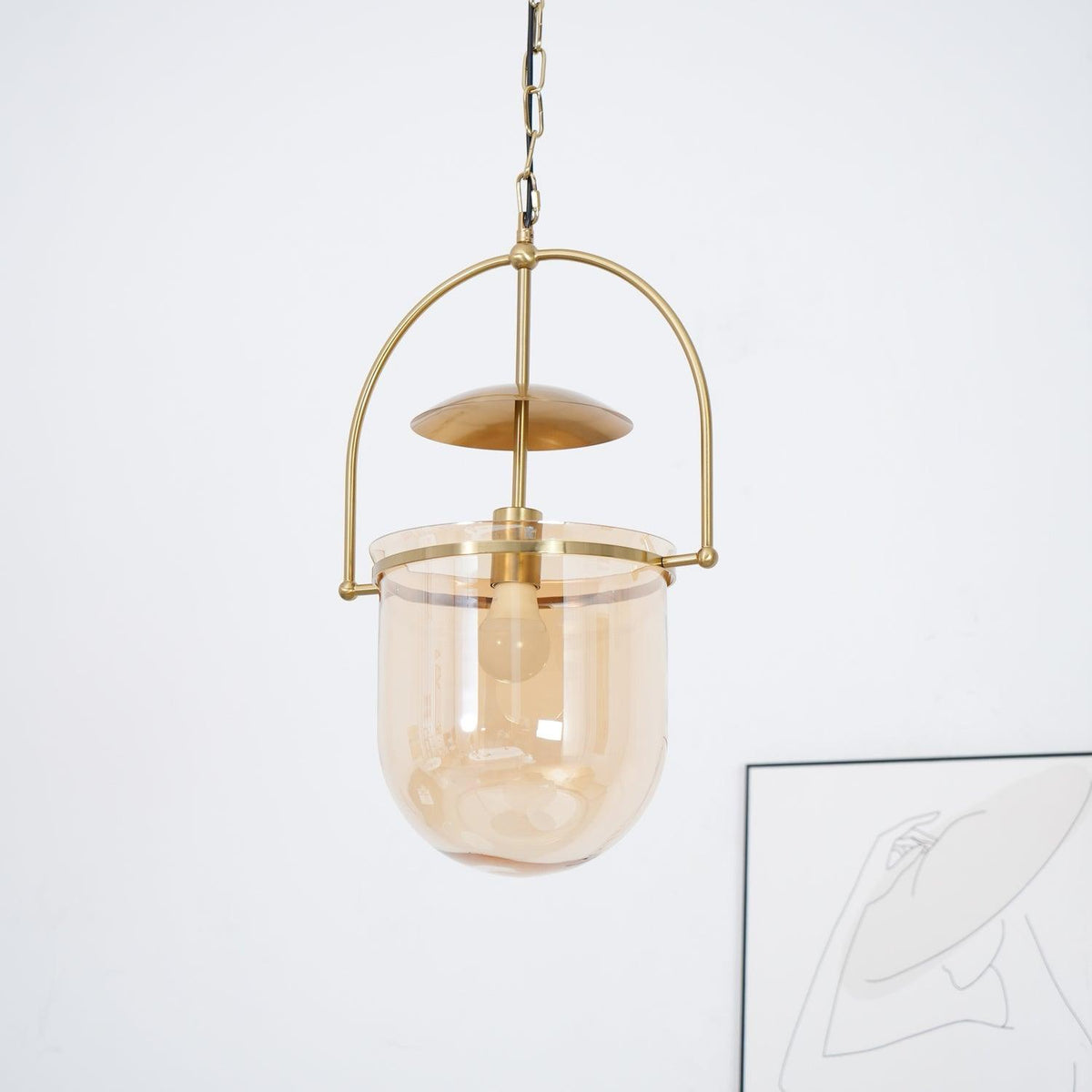 Grevana Suspension en Verre et Laiton Vintage