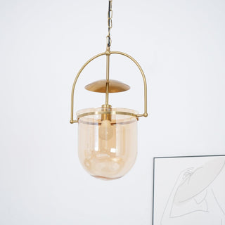 Lustra Suspension en Verre et Laiton Vintage