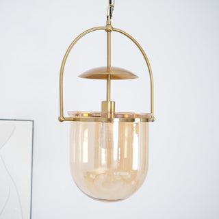 Lustra Suspension en Verre et Laiton Vintage