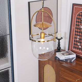 Lustra Suspension en Verre et Laiton Vintage