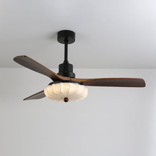 Ventra Plafonnier Ventilateur Vintage en Verre et Bois
