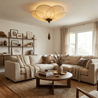 Lotus Bloom Pleated Ceiling Light-Neutral Decor