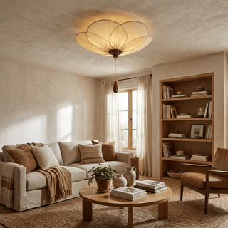 Lotus Bloom Pleated Ceiling Light-Neutral Decor