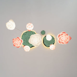 Lustra Suspension 7 Lumières Rose Blanc