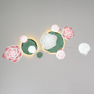 Lustra Suspension 7 Lumières Rose Blanc