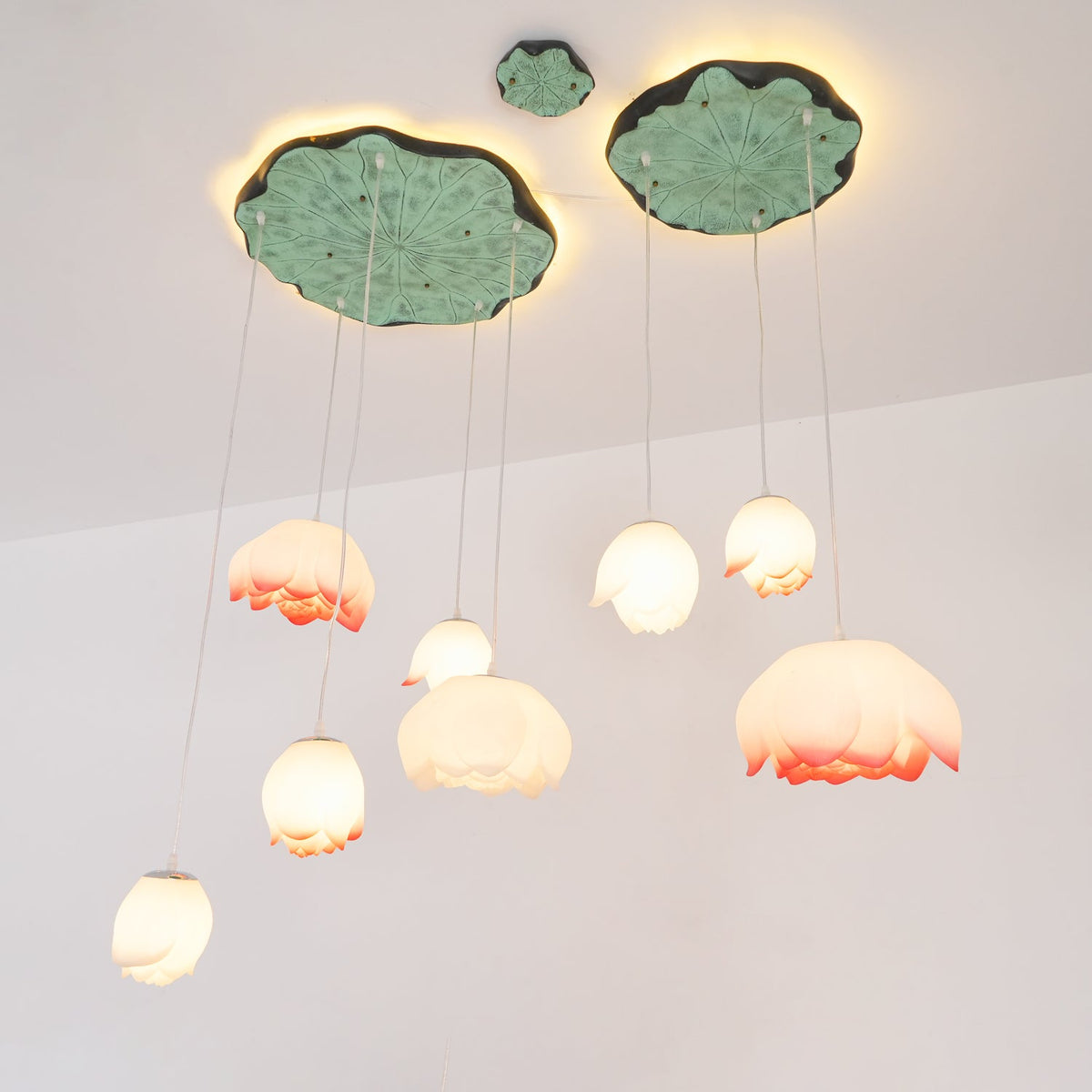 Tavana Suspension 7 Lumières Rose Blanc