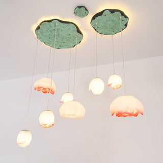 Lustra Suspension 7 Lumières Rose Blanc