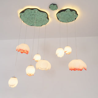 Lustra Suspension 7 Lumières Rose Blanc
