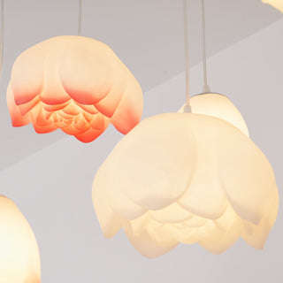 Lustra Suspension 7 Lumières Rose Blanc