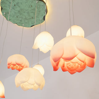 Lustra Suspension 7 Lumières Rose Blanc