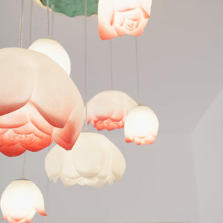 Lustra Suspension 7 Lumières Rose Blanc