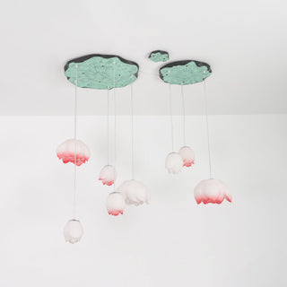 Lustra Suspension 7 Lumières Rose Blanc