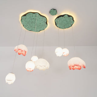 Lustra Suspension 7 Lumières Rose Blanc