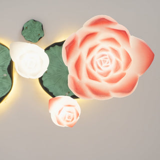 Lustra Suspension 7 Lumières Rose Blanc