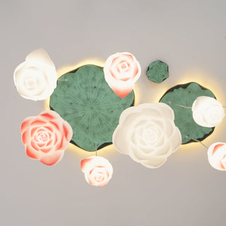 Lustra Suspension 7 Lumières Rose Blanc