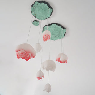 Lustra Suspension 7 Lumières Rose Blanc