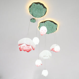 Lustra Suspension 7 Lumières Rose Blanc