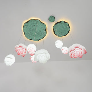 Lustra Suspension 7 Lumières Rose Blanc