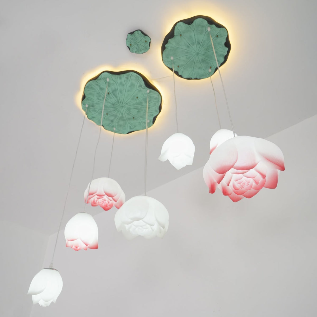 Tavana Suspension 7 Lumières Rose Blanc