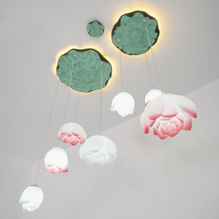 Lustra Suspension 7 Lumières Rose Blanc