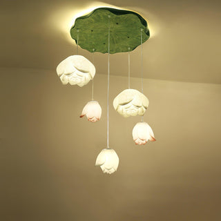 Lustra Suspension 7 Lumières Rose Blanc