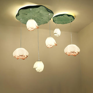 Lustra Suspension 7 Lumières Rose Blanc
