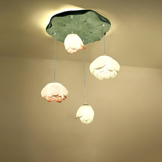 Lustra Suspension 7 Lumières Rose Blanc