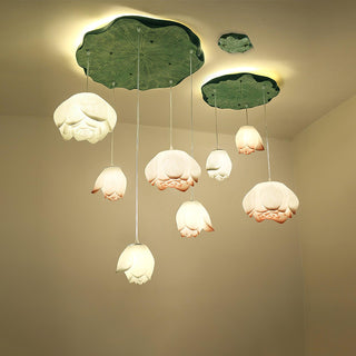 Lustra Suspension 7 Lumières Rose Blanc