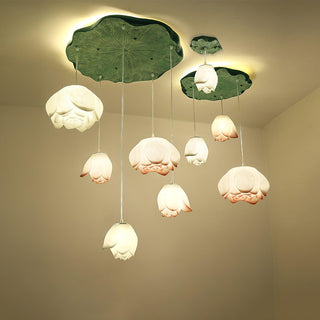 Lustra Suspension 7 Lumières Rose Blanc